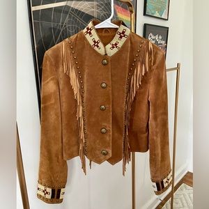 ❤️ SOLD ❤️ Leather Beaded Fringe Jacket by Scully (M)